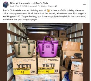 sams club yeti bag offer